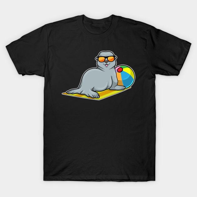 Seal at Sunbathing with Water polo & Sunglasses T-Shirt by Sonoma92